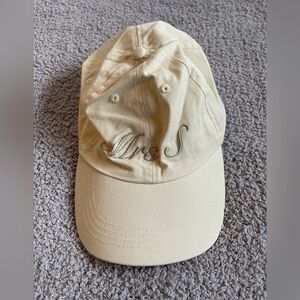Cream Baseball Cap with Embroidered Text